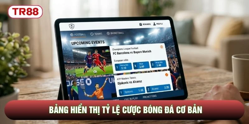 Bảng hiển thị tỷ lệ cược bóng đá cơ bản Bảng hiển thị tỷ lệ cược bóng đá cơ bản