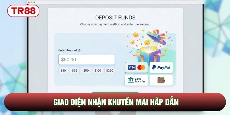 Giao diện nhận khuyến mãi hấp dẫn Giao diện nhận khuyến mãi hấp dẫn