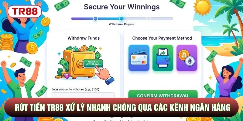 Rút tiền TR88 xử lý nhanh chóng qua các kênh ngân hàng